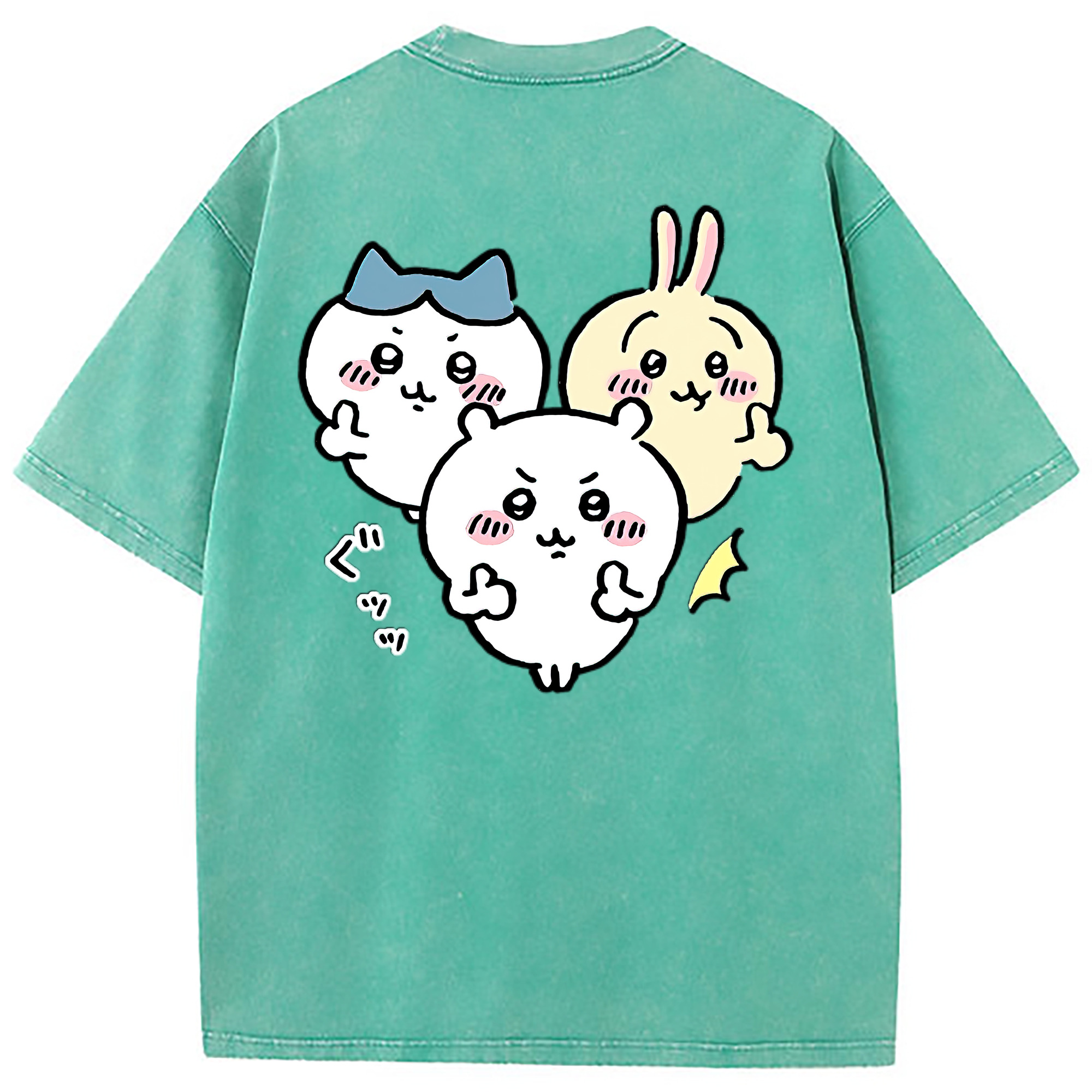 （画像用） ちいかわ うさぎ Chii-kawa usagi 綿100% ヴィンテージ風 半袖Tシャツ（背面プリント）